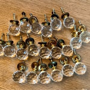 Lucite and Brass Cabinet and Drawer Knobs